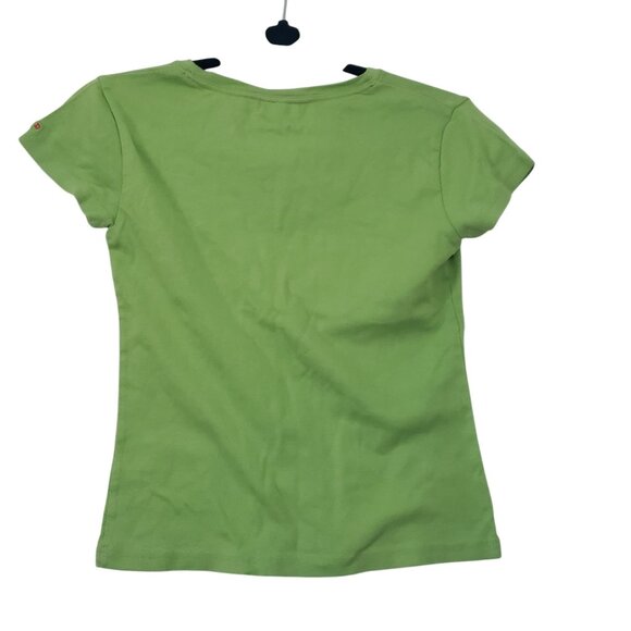 Vintage 90s Izod Womens Petite Green Floral Embroidered Short Sleeve T-Shirt PM - Picture 2 of 7
